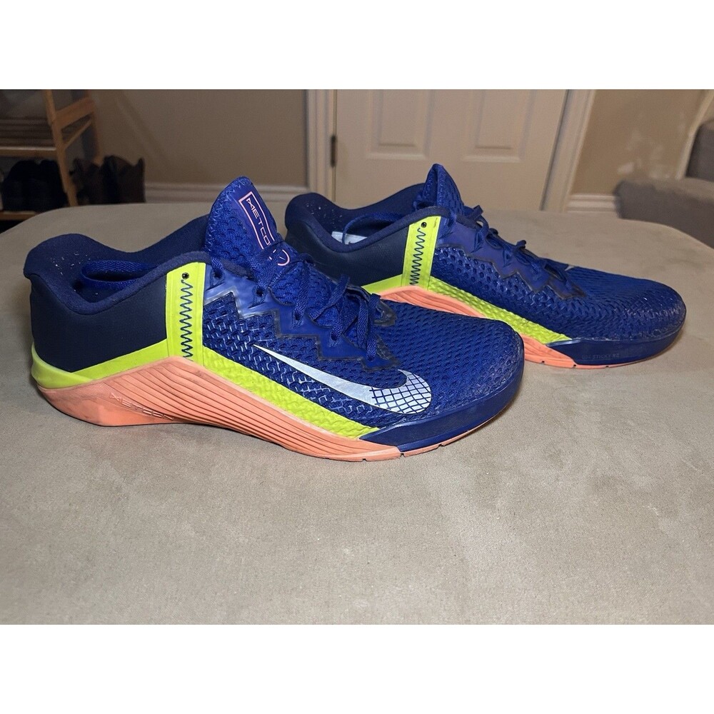 Nike Metcon 6 Bright Mango Blue Gym Shoes CK9388-400 Mens Size 9 4E